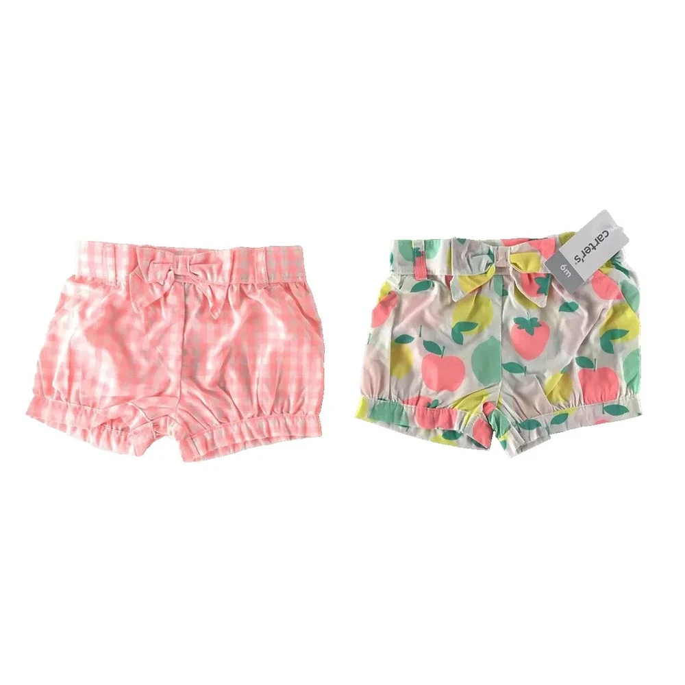 NWT Carter's Shorts Bloomers Fruit Checkered Summer Baby Girls 6 Month Set‎ Of 2